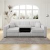 106.3" Soft Rabbit Plush U-shaped 6-Person Sofa. Matches 30.7" Ottoman with Hydraulic Lift. Comfortable & Stylish. For Bedroom & Living Room. Light Gr