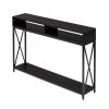 Free shipping Industrial Style Porch Table Side Cross, 3-layer Black Oak Triamine Board [108*23*76cm]