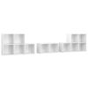 8 Piece TV Cabinet Set High Gloss White Engineered Wood