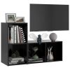 TV Cabinets 2 pcs Black 28.3"x13.8"x14.4" Engineered Wood