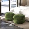 Nest 19.5" Low Round Upholstered Ottoman, Moss Green