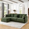 Modern Home Living Room L-Shaped Sectional Sofa Couches with Storage Ottoman, Convertible Oversized 4 Seater Couch Towel Fabric, Green