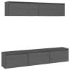 TV Cabinets 5 pcs Gray Solid Wood Pine