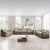 3 Piece Comfortable Oversized Sectional Sofa, One Single Sofa and One 2-Seater Sofa and One 3-Seater Sofa ,Tan Corduroy Deep Seat Sofa