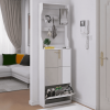 Mirror Shoe Cabinet With 3 Flip-Tier Drawers, Mirror Shoe Rack Organizer Store Ample Shoes