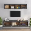 TV Cabinets 5 pcs Gray Solid Wood Pine