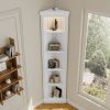 83.4"Tall Modern Corner Shelf,5 Tier Corner Bookcase with LED Light, Storage Standing Shelf Unit