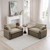 Tan Corduroy,Luxurious and Sophisticated Deep Seated Sofa Set with Two Single Deep Seat Sofa Suitable for Living Room and Office