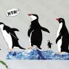 Jump! Penguin - Hemu Wall Decals Stickers Appliques Home Decor 12.6 BY 23.6 Inches
