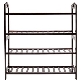 12 Strips Four Layer Shoe Rack Coffee Color (Color: coffee)