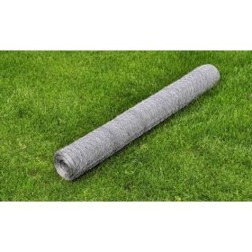 vidaXL Chicken Wire Fence Galvanised Steel 25x0.75 m Silver (Option: as picture)