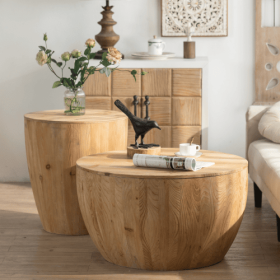 Vintage Style Bucket Shaped Coffee Table Set For Office, Dining Room And Living Room (Option: Natural)