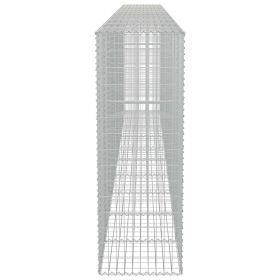 vidaXL Gabion Wall with Covers Galvanized Steel 236"x19.7"x59" (Option: as picture)