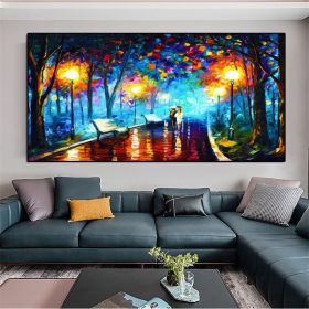 Hand Painted Night Thick Modern Canvas Oil Paintings Wall Art Abstract Landscape Pictures For Living Room Home Decoration (size: 50X70cm)