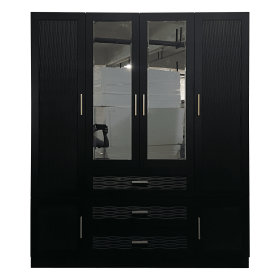 Wooden Armoire Wardrobe Closet with 3 Doors Hanging Rods 4 Drawers Shelves Large Capacity Clothes Storage Cabinet Organization for Bedroom Black 47.24 (size: YG-61)