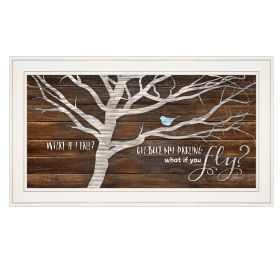 Trendy Decor 4U "What if You Fly" Framed Wall Art, Modern Home Decor Framed Print for Living Room, Bedroom & Farmhouse Wall Decoration by Marla Rae (Color: as Pic)