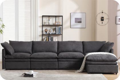 [ PACKAGING NEW UPGRADE] [VIDEO PROVIDED]Modern U-shaped Sectional Sofa ,5-seat Sofa ,Sleeper Sofa Couch with Chaise Lounge for Living Room,Apartment (Color: as Pic)