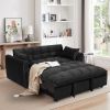 64.9 "3-in-1 foldable large size sofa bed, modern velvet double sofa, sofa bed with adjustable back, storage bag and pillow, suitable for living room