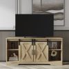 Farmhouse Sliding Barn Door TV Stand for TV up to 65 Inch Flat Screen Media Console Table Storage Cabinet Wood Entertainment Center Sturdy Ranch Rusti