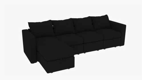 Modular 6-Piece Sectional Sofa – 109''L x 54.5''W x 34''H, Available in Beige, Black, and Gray (Color: Black)