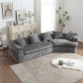 COOLMORE Boucle Sofa 3 Seater for Living Room Oversized Comfy Sofa unique double seat and corner construction for Apartment (Color: as Pic)