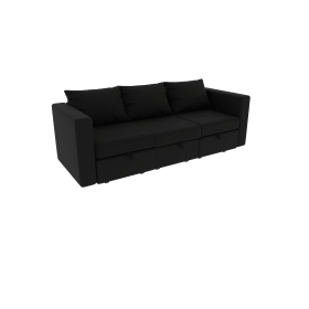 Livelylodge Modular 3-Seat Sofa with Wooden Frame and Pull-Out Bed,  Convertible Sectional Sofa for Living Room, Available in Black, White (Color: Black)