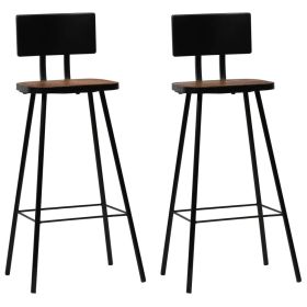 Bar Stools 2 pcs Solid Reclaimed Wood (Color: Brown)