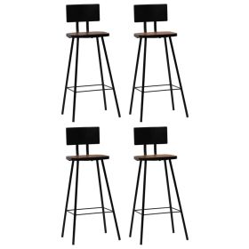 Bar Stools 4 pcs Solid Reclaimed Wood (Color: Brown)