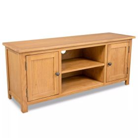 TV Cabinet 47.2"x13.8"x18.9" Solid Oak Wood (Color: Brown)