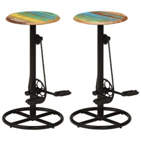 Bar Chairs 2 pcs Solid Reclaimed Wood (Color: Brown)