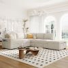 U_STYLE L-shaped Padded Modular Sofa with Storage Space, USB Ports, and Cup Holders on the Armrests, Suitable for Living Rooms, Offices