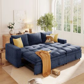 U_STYLE Soft Upholstered Sectional Sofa Bed with Storage Space, Suitable for Living Rooms and Apartments. (Color: as Pic)