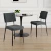 Modern grey simple velvet dining chair fabric upholstered chair Family bedroom stool back dressing, black round table set