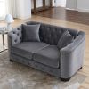 59-Inch Modern Chesterfield Velvet Sofa, 2-Seater Sofa, Upholstered Tufted Backrests with Nailhead Arms and 2 Cushions for Living Room, Bedroom