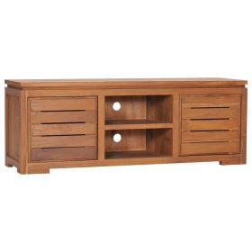 TV Stand 43.3"x11.8"x15.7" Solid Wood Teak (Color: Brown)