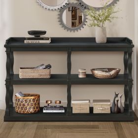 Console Table with 3-Tier Open Storage Spaces And Roman Column Effect Support Legs,Narrow Sofa Entry Table for Living Room (Color: as Pic)