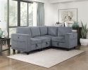 4-Piece Modular Sectional with Storage Seats, Side Pockets