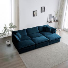 Comfortable Deep Seat Reversible Modular 6 Seater Sectional Super Soft Sofa U Shaped Sectional Couch with 3 Ottomans (Color: as Pic)
