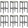 Bar Stools with Cushions 6 pcs Black Poly Rattan