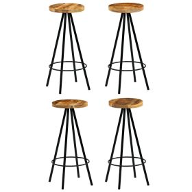 Bar Stools 4 pcs Solid Mango Wood (Color: Brown)