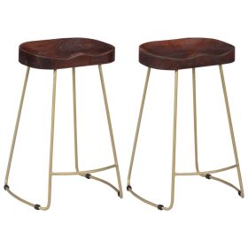 Gavin Bar Stools 2 pcs Solid Mango Wood (Color: Brown)