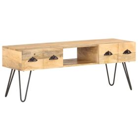 TV Stand 47.2"x13.8"x17.7" Solid Wood Mango (Color: Brown)