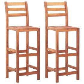 Bar Stools 2 pcs Solid Acacia Wood (Color: Brown)