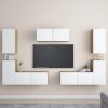 7 Piece TV Cabinet Set White and Sonoma Oak Engineered Wood
