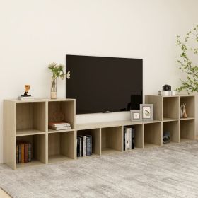 5 Piece TV Cabinet Set Sonoma Oak Engineered Wood (Color: Brown)