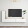 3 Piece TV Cabinet Set White and Sonoma Oak Engineered Wood