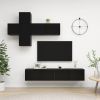 7 Piece TV Cabinet Set Black Engineered Wood