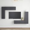 4 Piece TV Cabinet Set Gray Engineered Wood