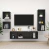 4 Piece TV Cabinet Set High Gloss Gray Engineered Wood