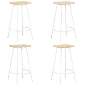 Bar Stools 4 pcs Solid Mango Wood (Color: White)